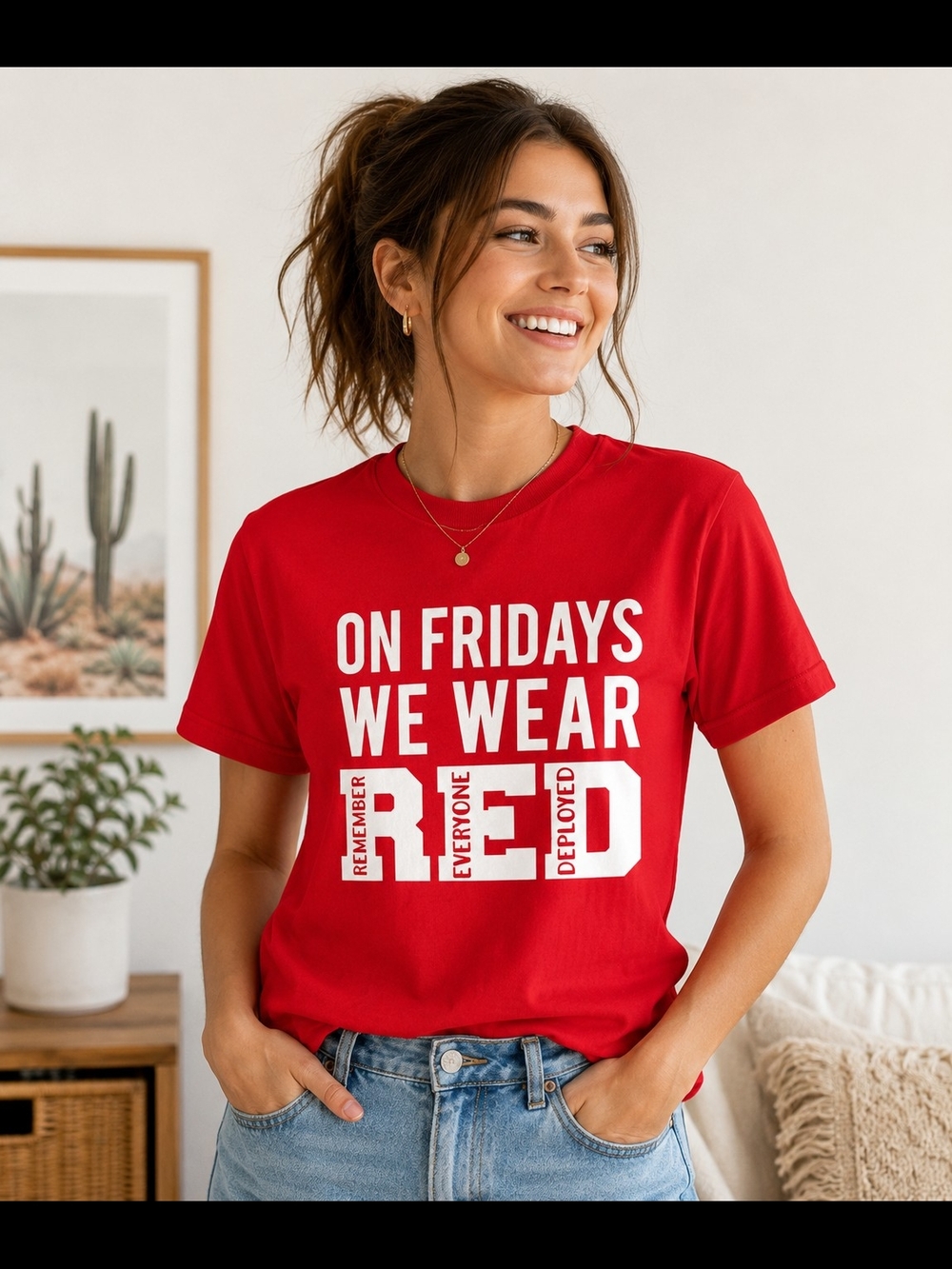 Red Graphic Tee "On Fridays We Wear Red"